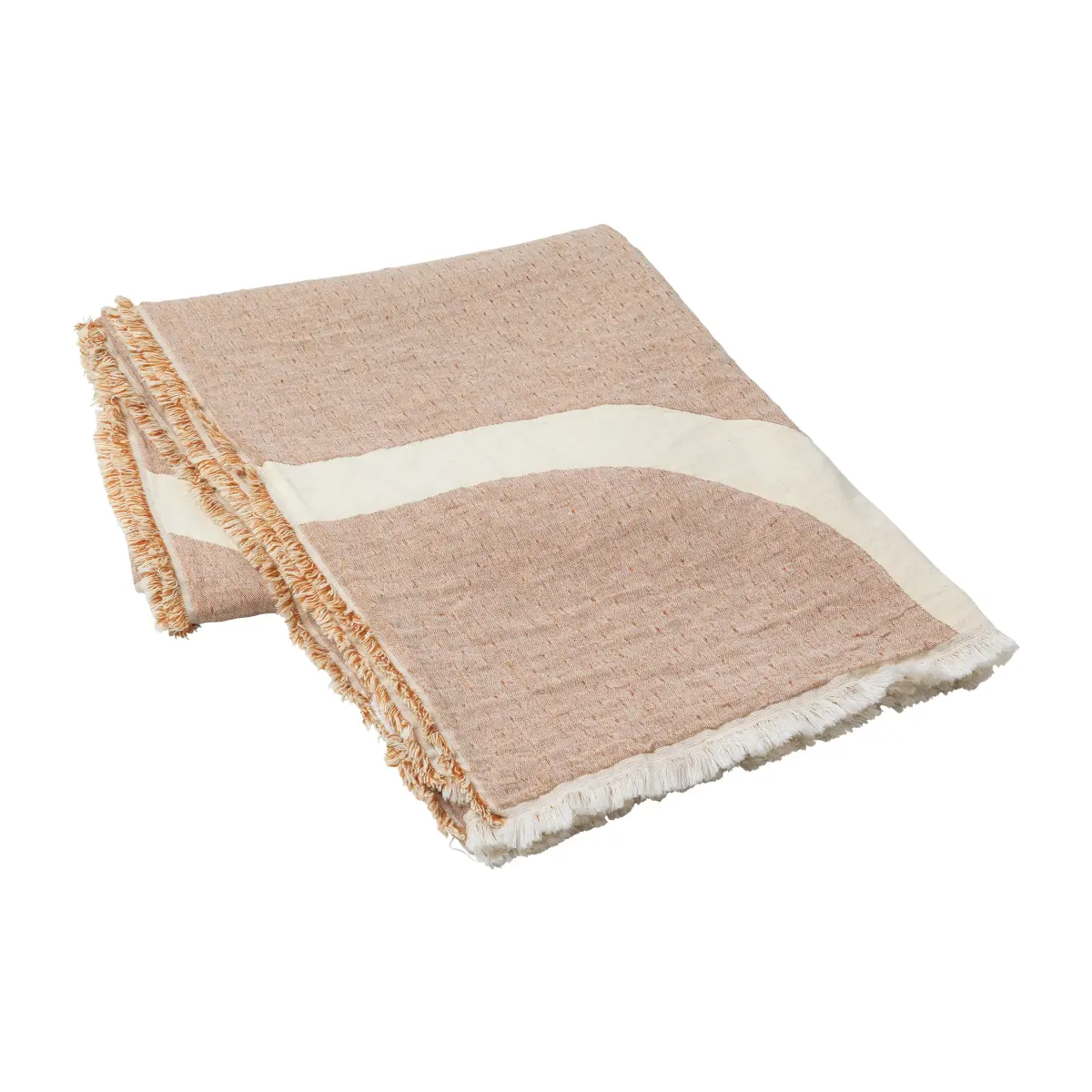 Tide pledd bomull-lin 130x180 cm, Caramel brown