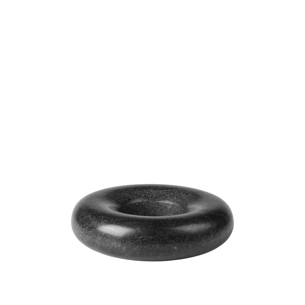 Torus lysestake Ø17,5x5 cm, Marmor svart