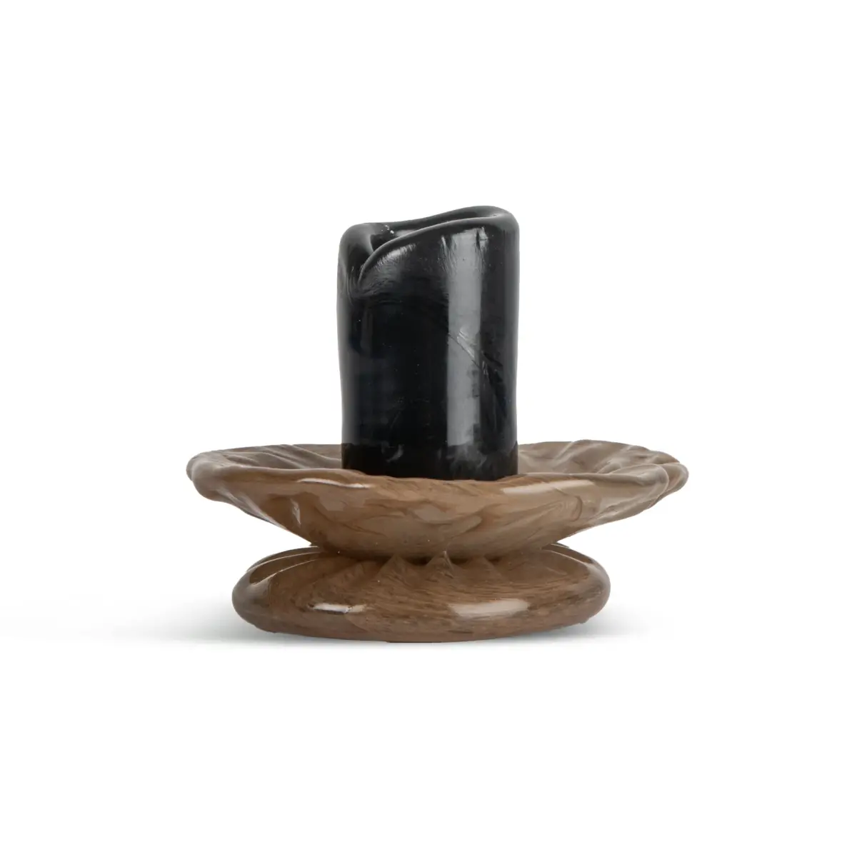 Lara lysestake XS 9 cm, Svart-beige