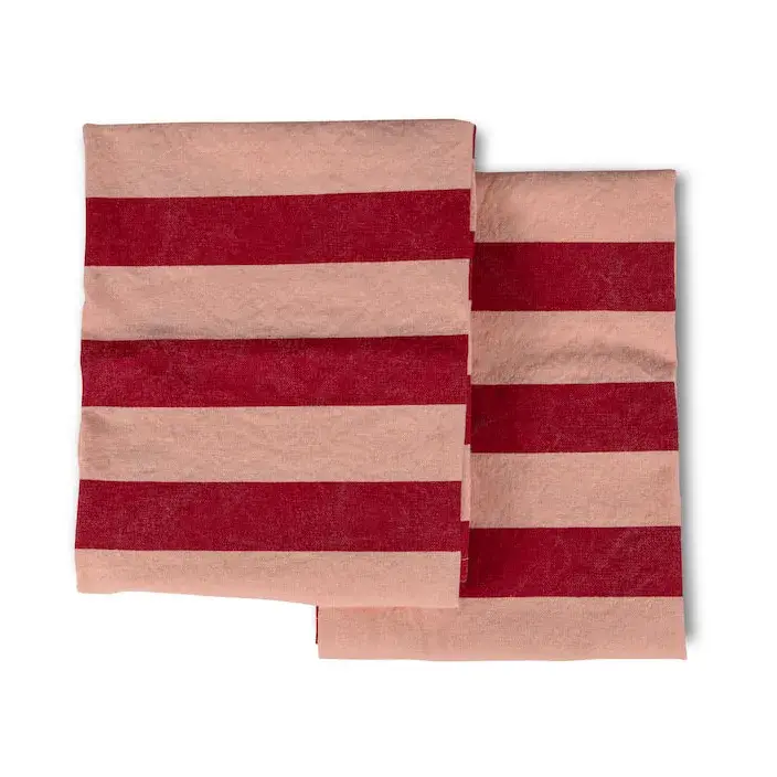 Leya stripe kjøkkenhåndkle 50 x 70 cm 2-pakning, Rød-rosa