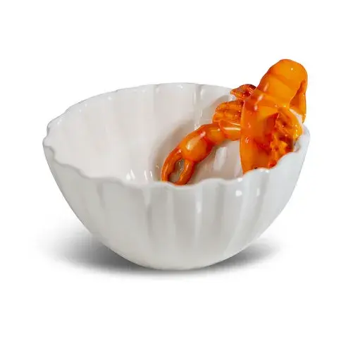 Lobsti skål Ø 14 cm, Hvit-oransje