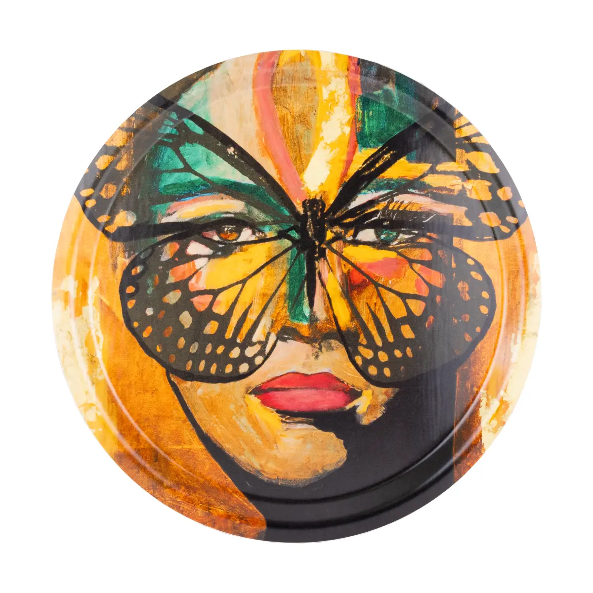 Golden Butterfly brett Ø31 cm, Orange-black
