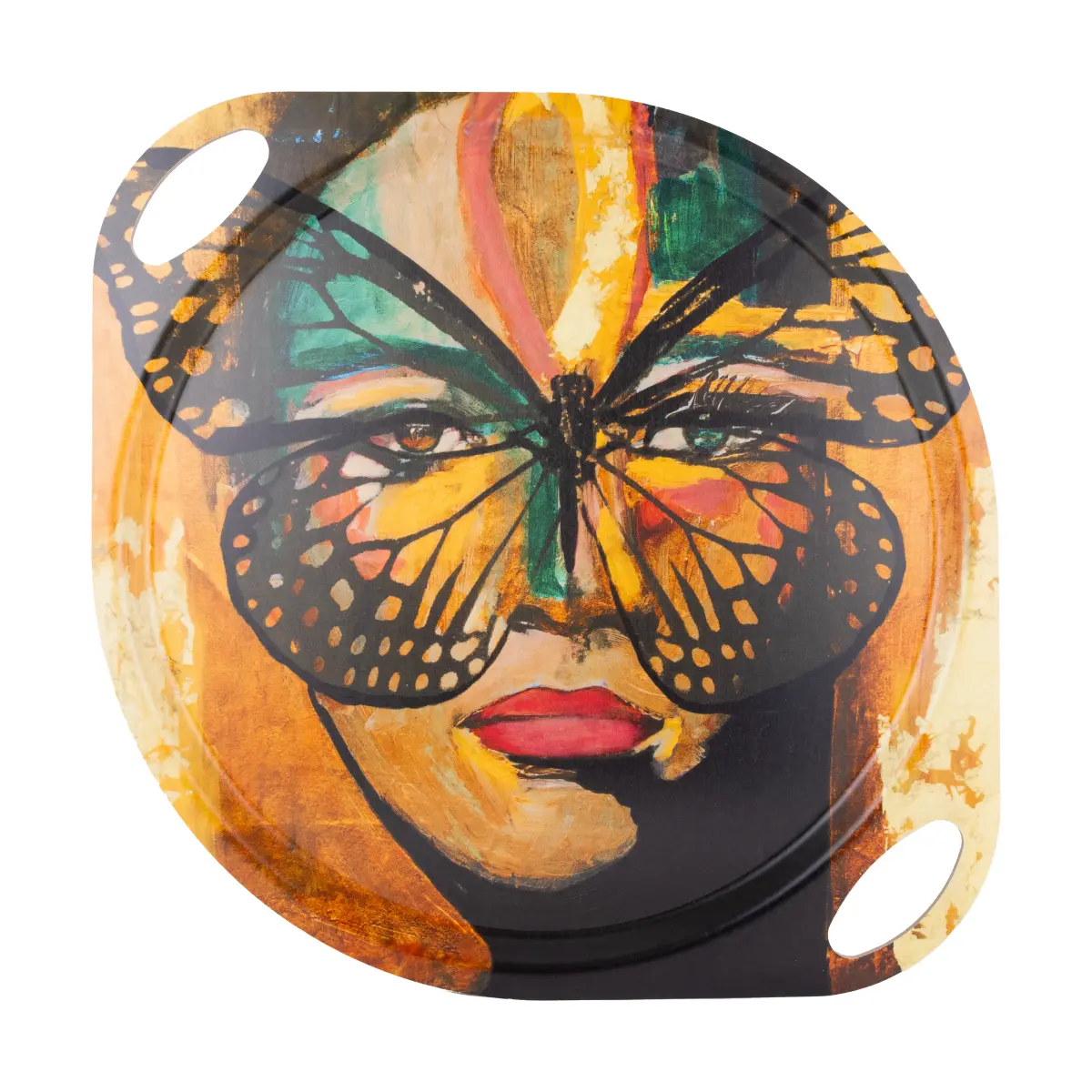 Golden Butterfly brett med håndtak 38x47 cm., Orange-black