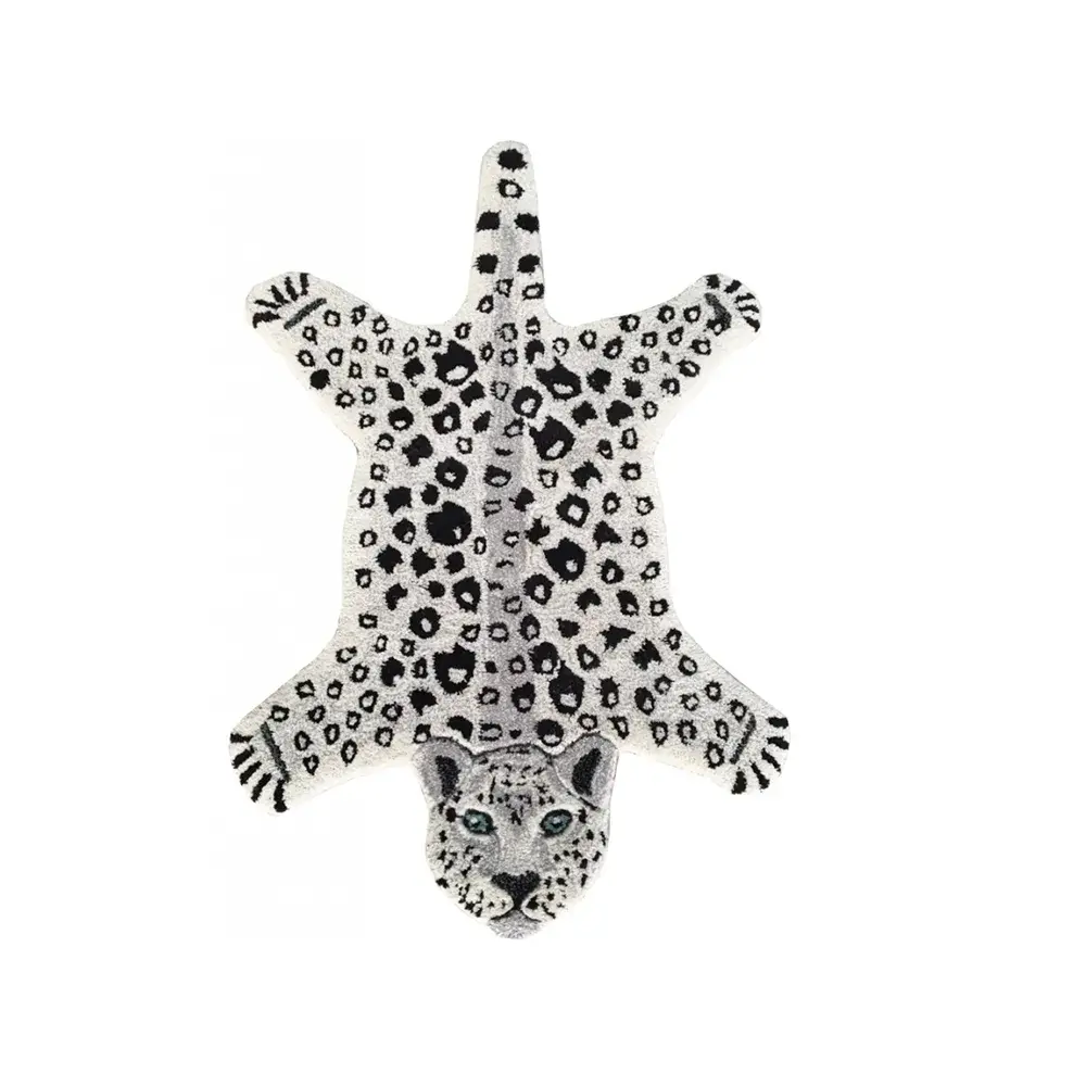 Leopard teppe, Hvit, 60 x 90 cm