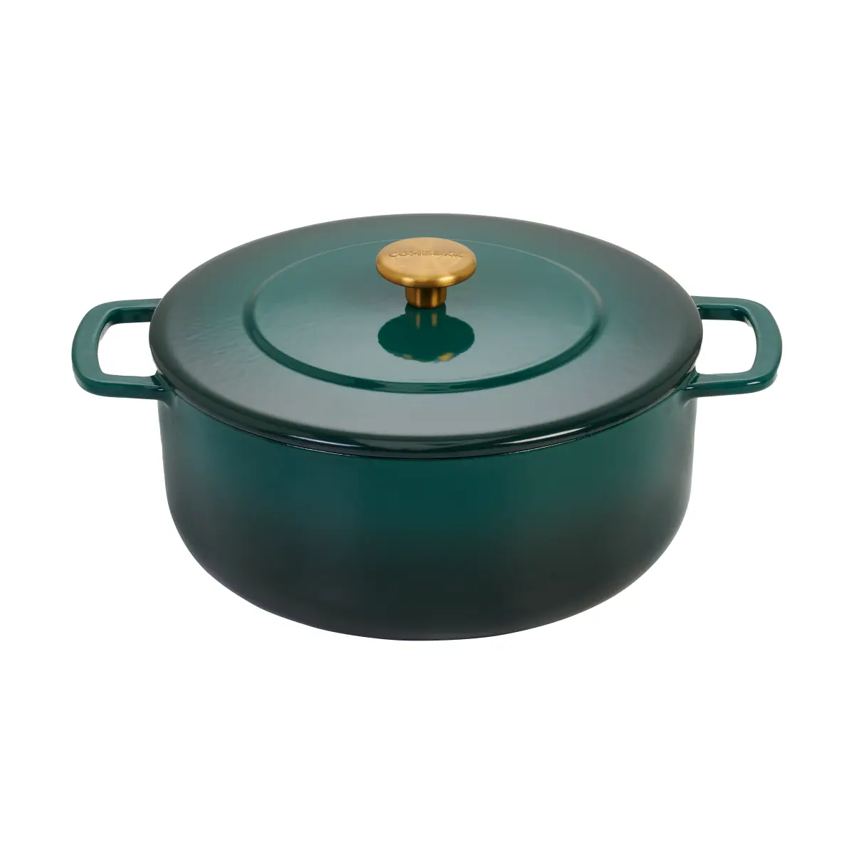 Combekk Enameled støpejernsgryte Ø28 cm, Holly Green-gold knob