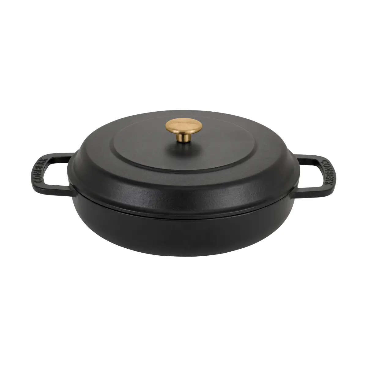 Combekk Enameled traktørpanne støpejern Ø28 cm, Black-gold knob