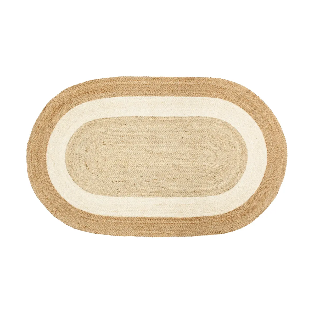 Elin striped oval juteteppe 92 x 150 cm, Naturlig
