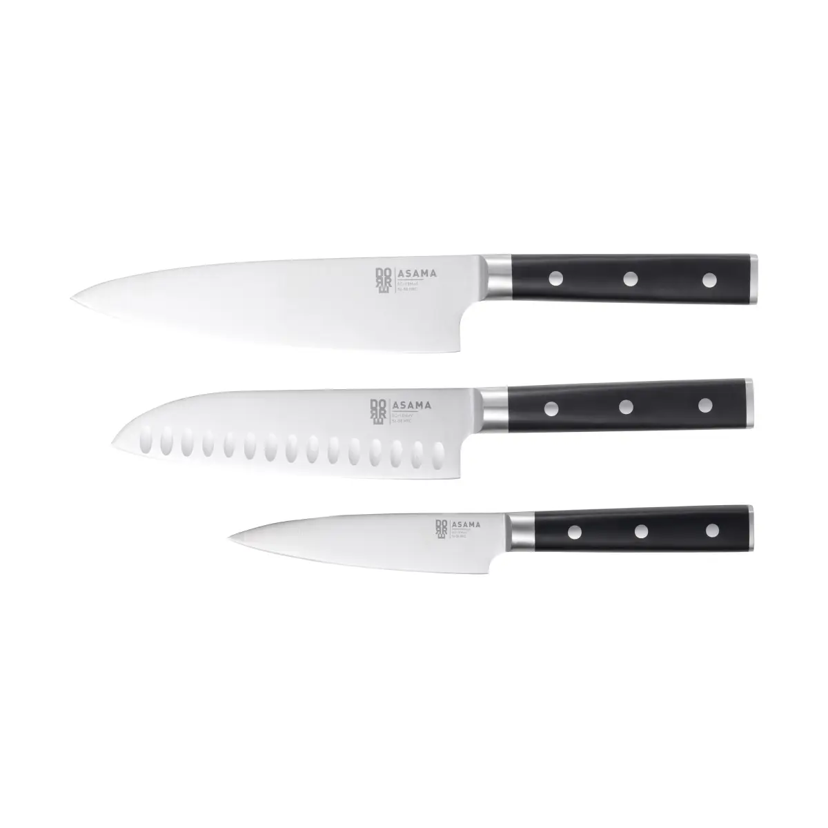 Asama knivsett, Rustfritt stål, 3 deler