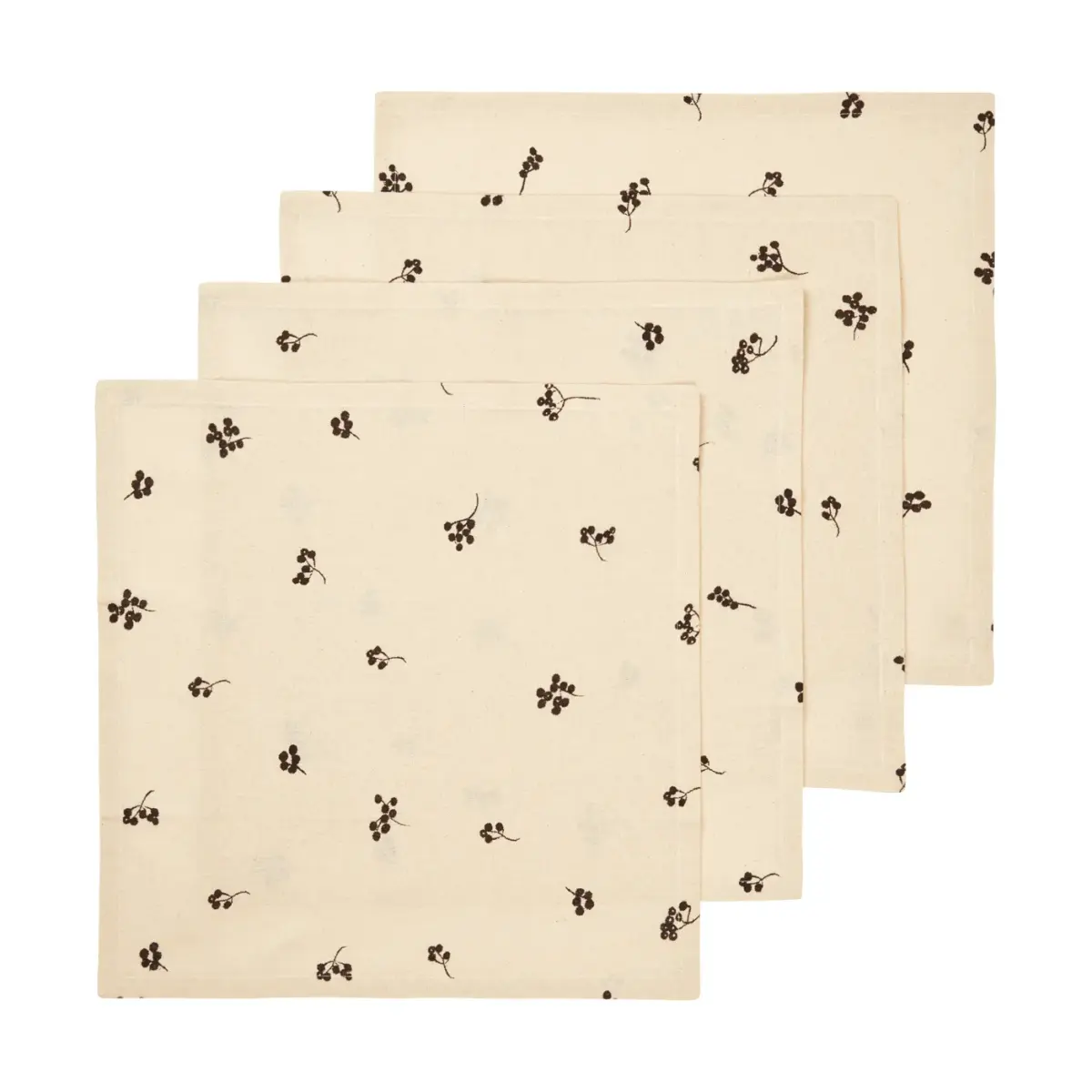 Baies bomullserviett 40x40 cm 4-pakning, Natural-dark chocolate