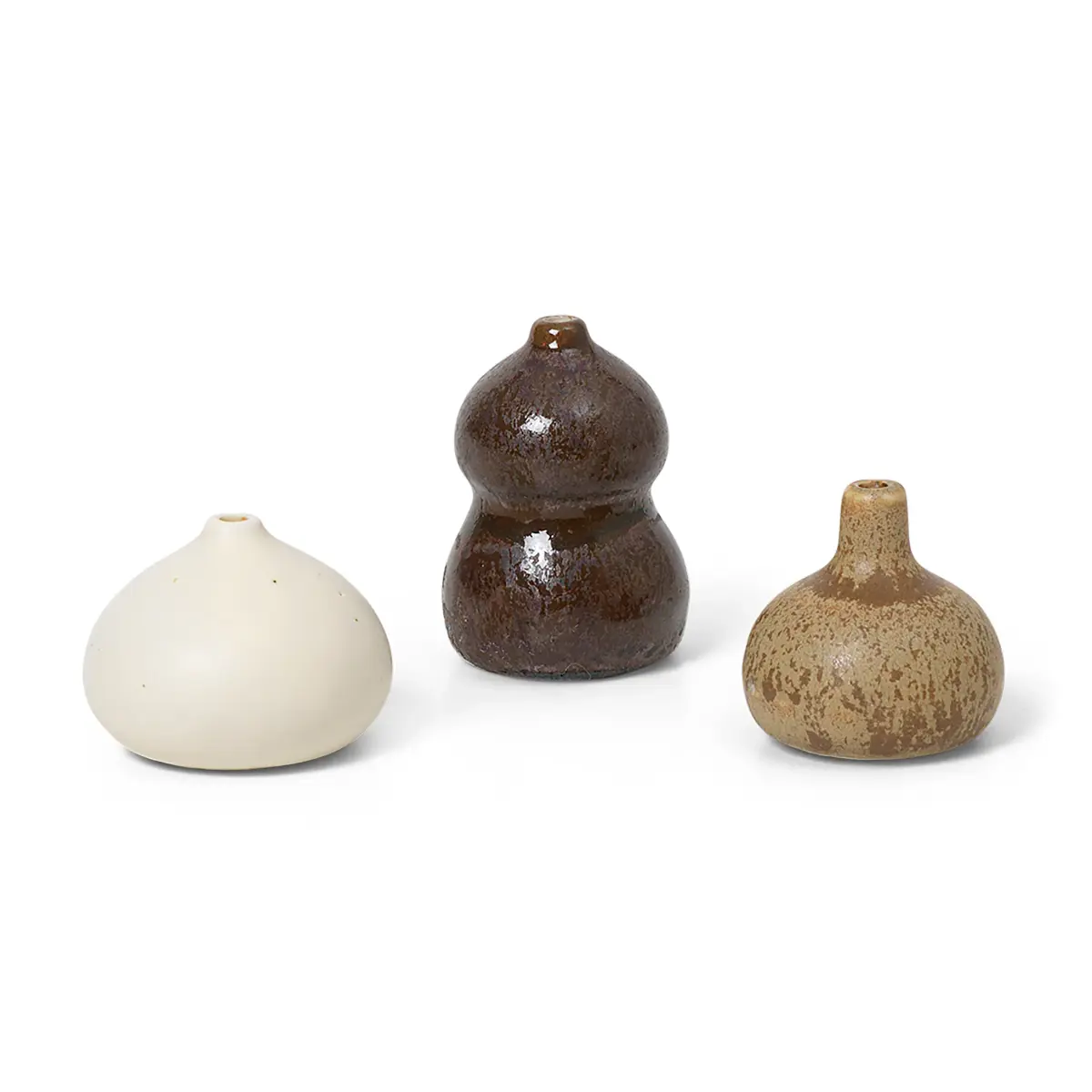 Komo vasee mini sett med 3, Brown-white