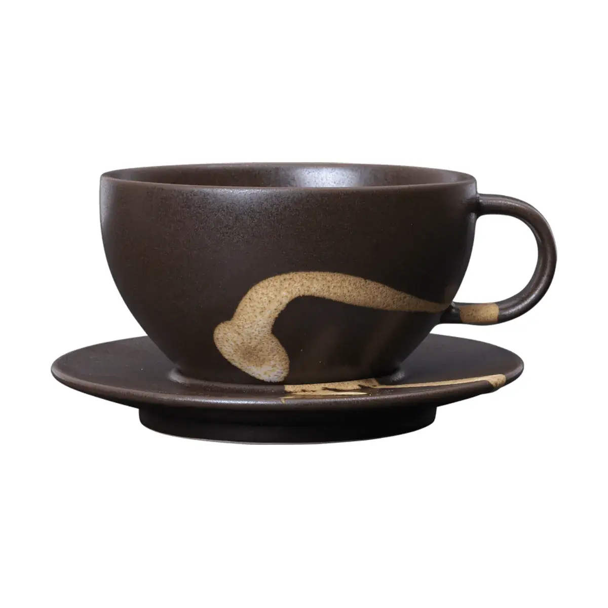 Koyo kopp med fat 36 cl, Dark brown-buff