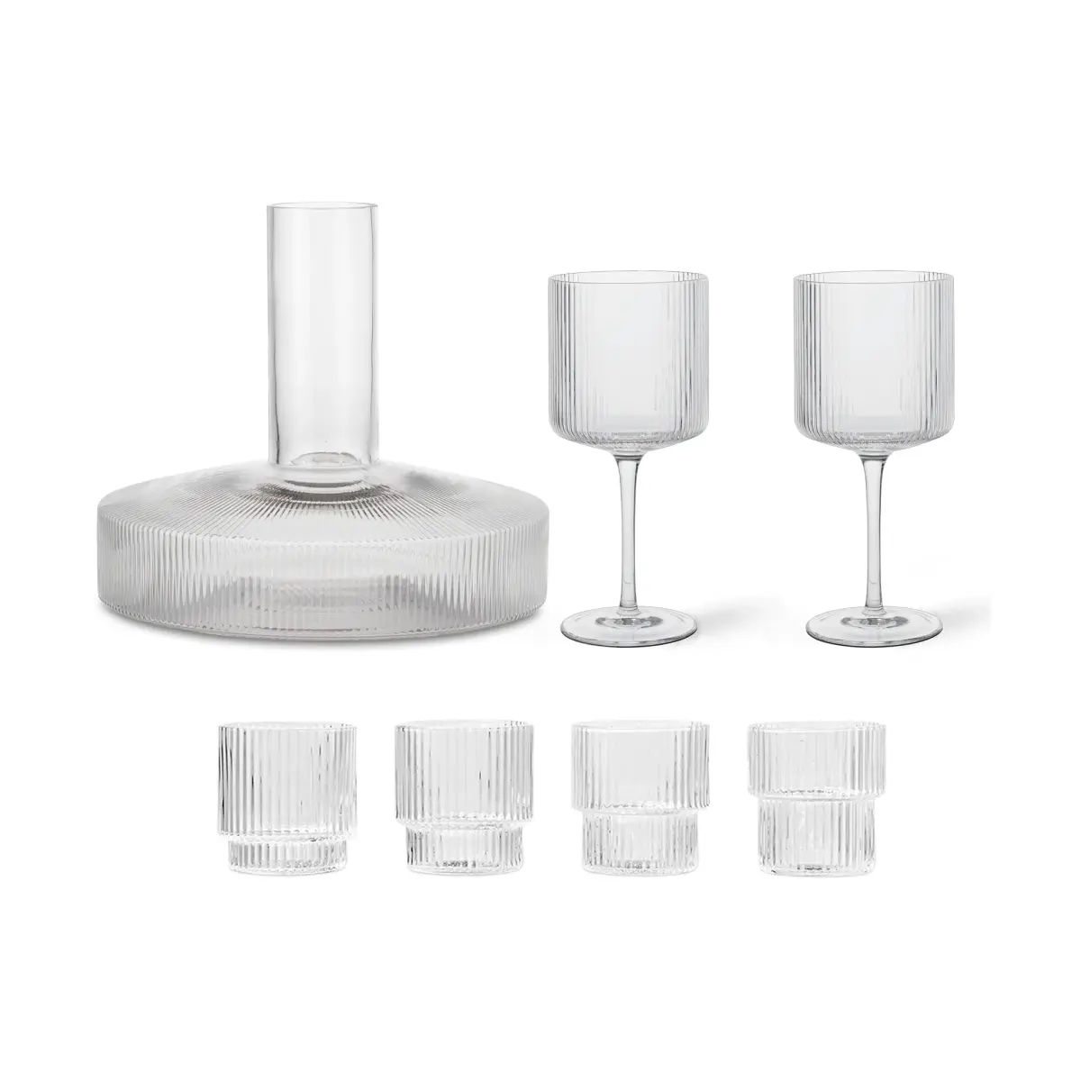 Ripple karaffel og glass 17 deler - Klar