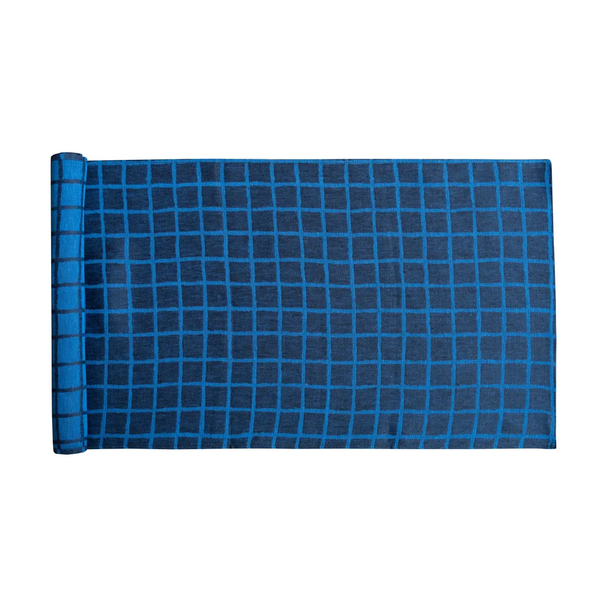 Rutig jacquardvevd bordsløper 45x150 cm, Blue-black