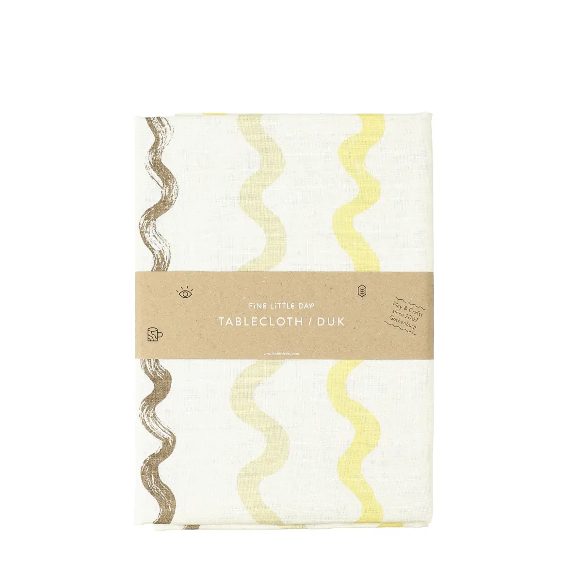 Stripete bordduk 149 x 250 cm, White-yellow