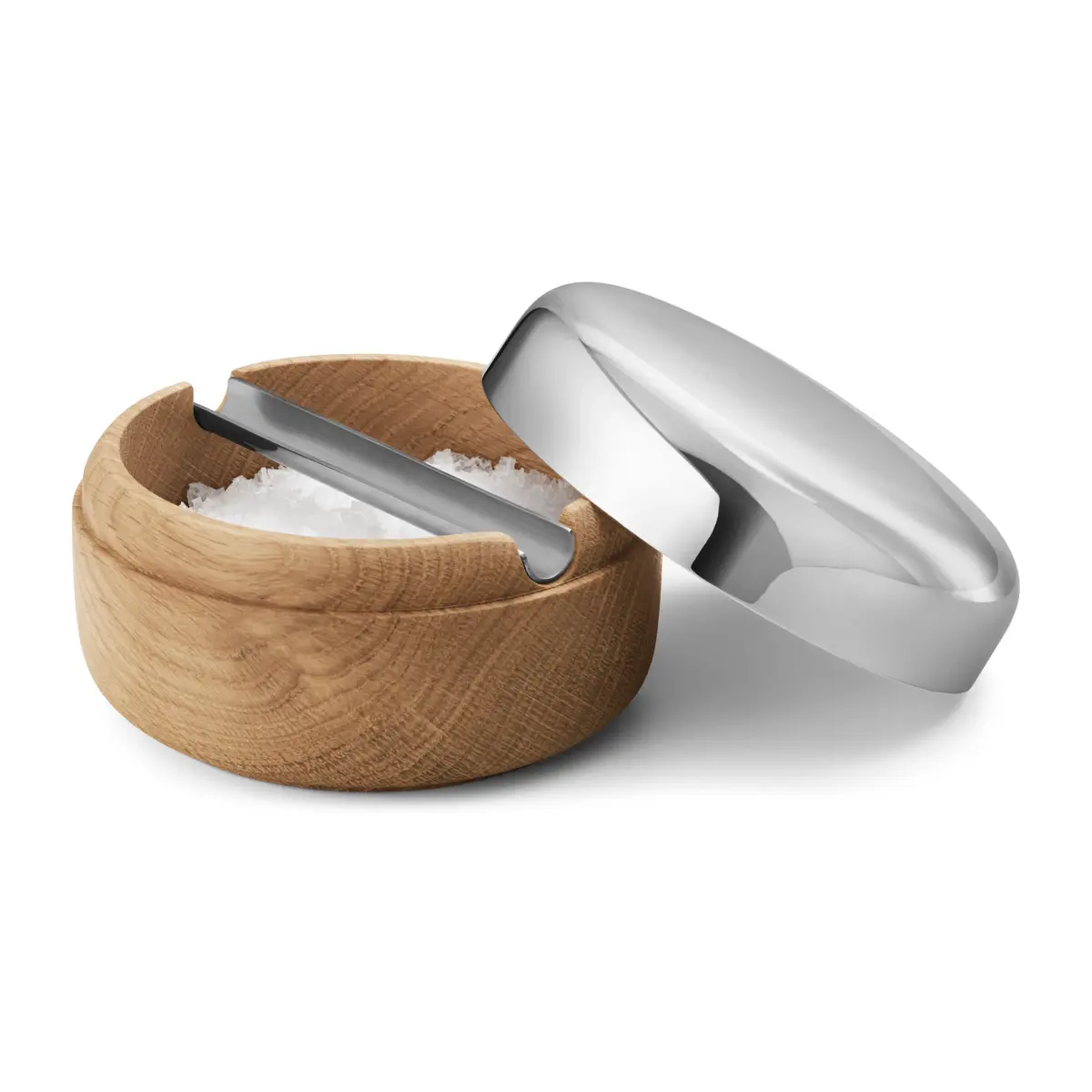Alfredo saltkar Ø 8,5 cm, Eik-rustfritt stål