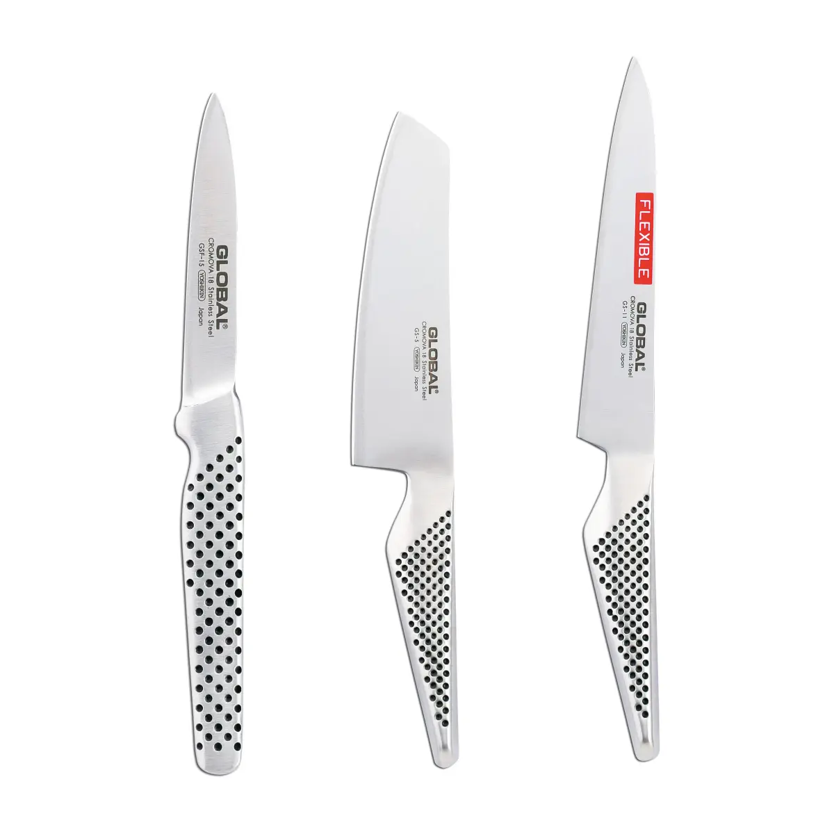 Global G-51115 knivsett, 3 kniver, Rustfritt stål