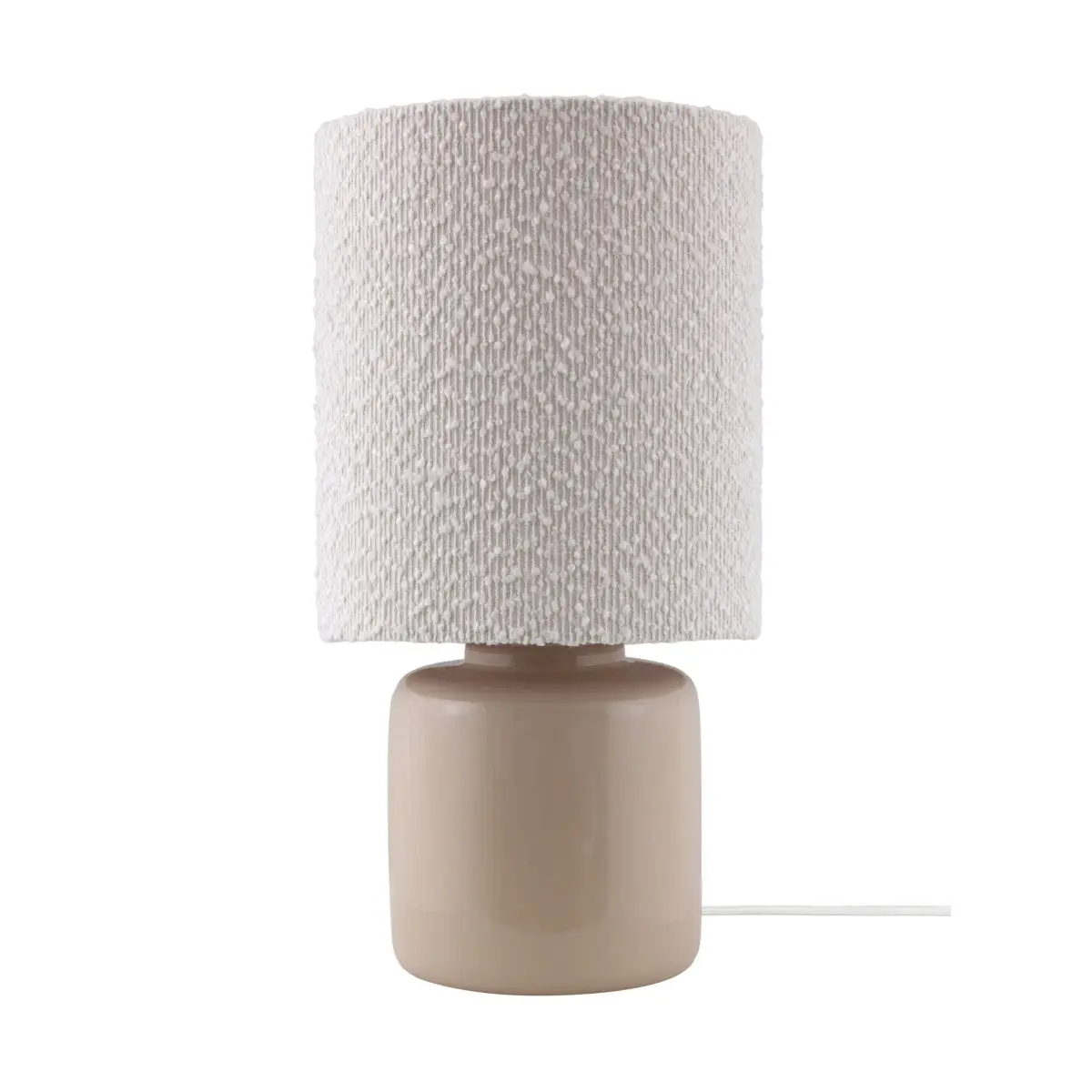 Florian bordlampe, Hvit bouclé/beige, Ø20x39 cm