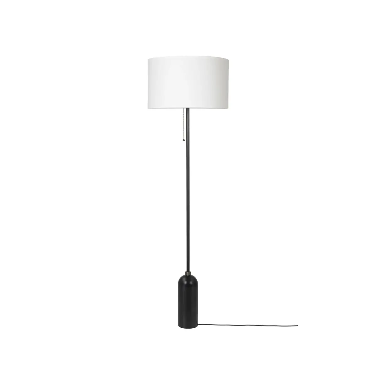 Gravity gulvlampe , sort stål/hvit
