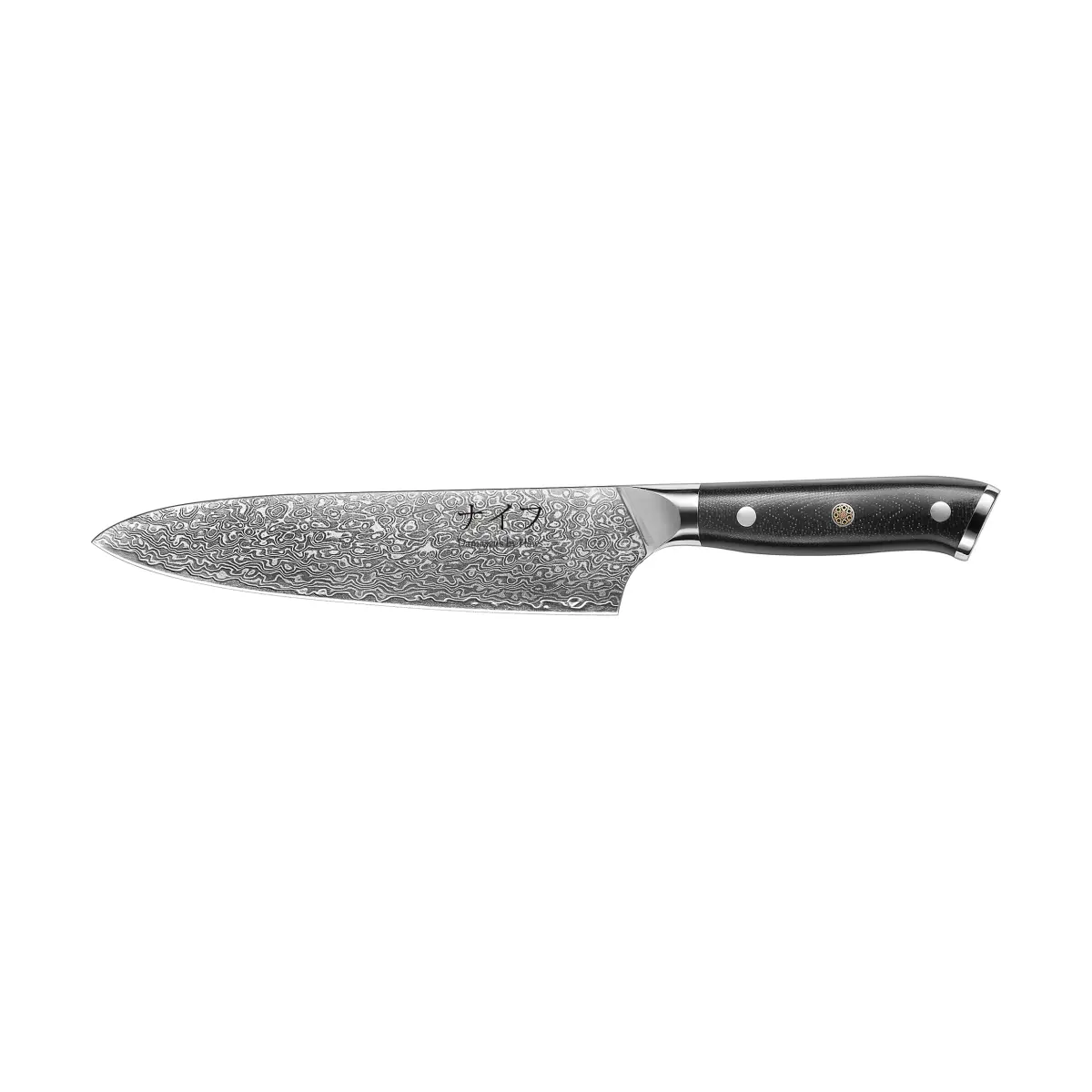 Damascus By Hâws kockkniv 33,5 cm, Svart-rostfritt stål