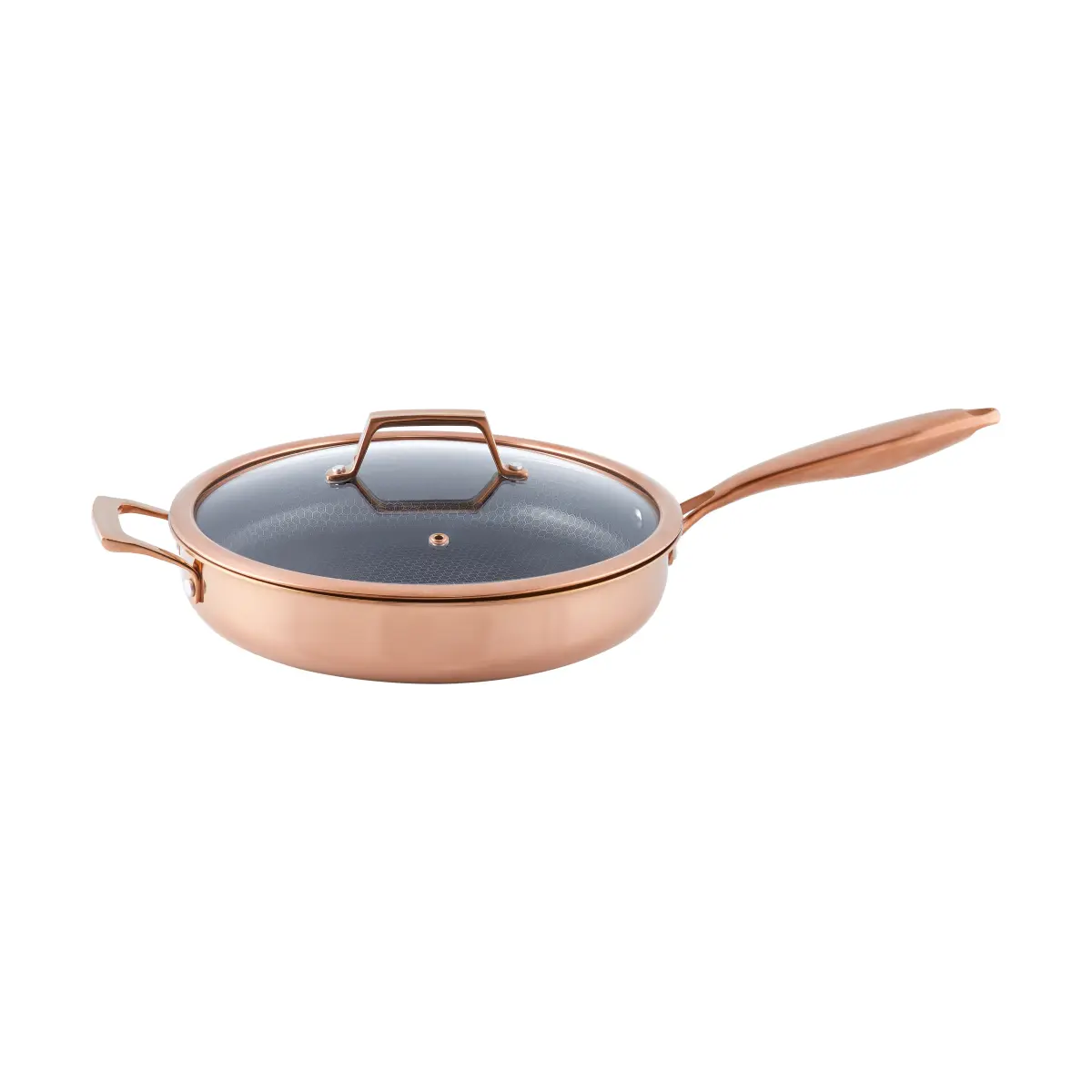 Hâws Santo traktørpanne med lokk hybrid coating, Rose Gold