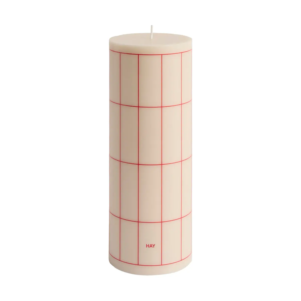 Column Candle kubbelys large 25 cm, Off white-red grid check