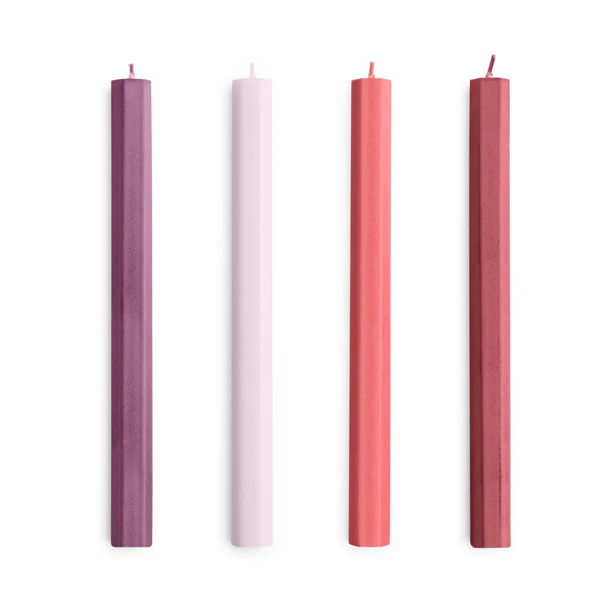 Hexagon Candle lys mix 4-pack, Reds-bordeaux