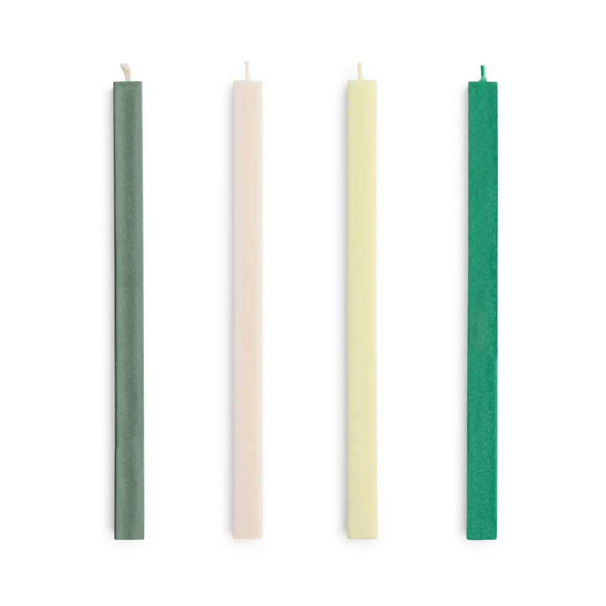 Square Candle lys mix 4-pack, Greens-whites