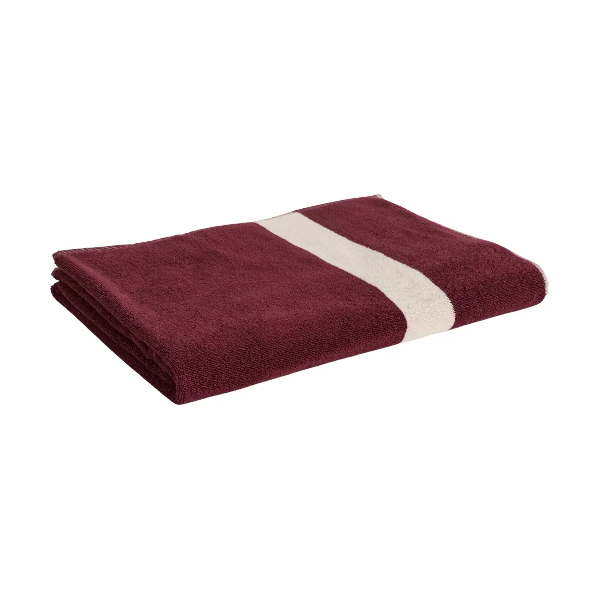 Stripe håndkle, Burgundy, 100x150 cm