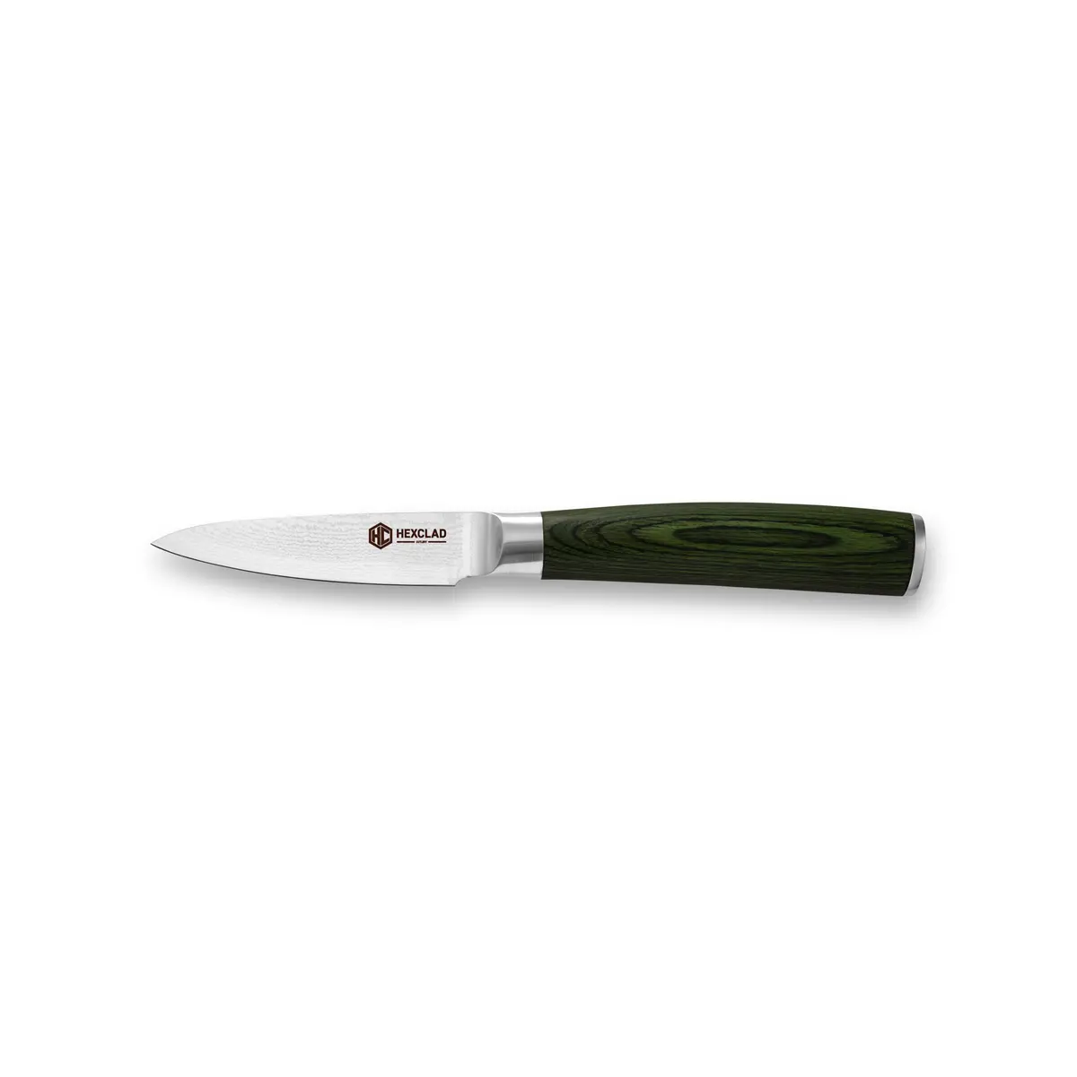 Hexclad grønnsakskniv 67-lags damaskus 9 cm, Grønn