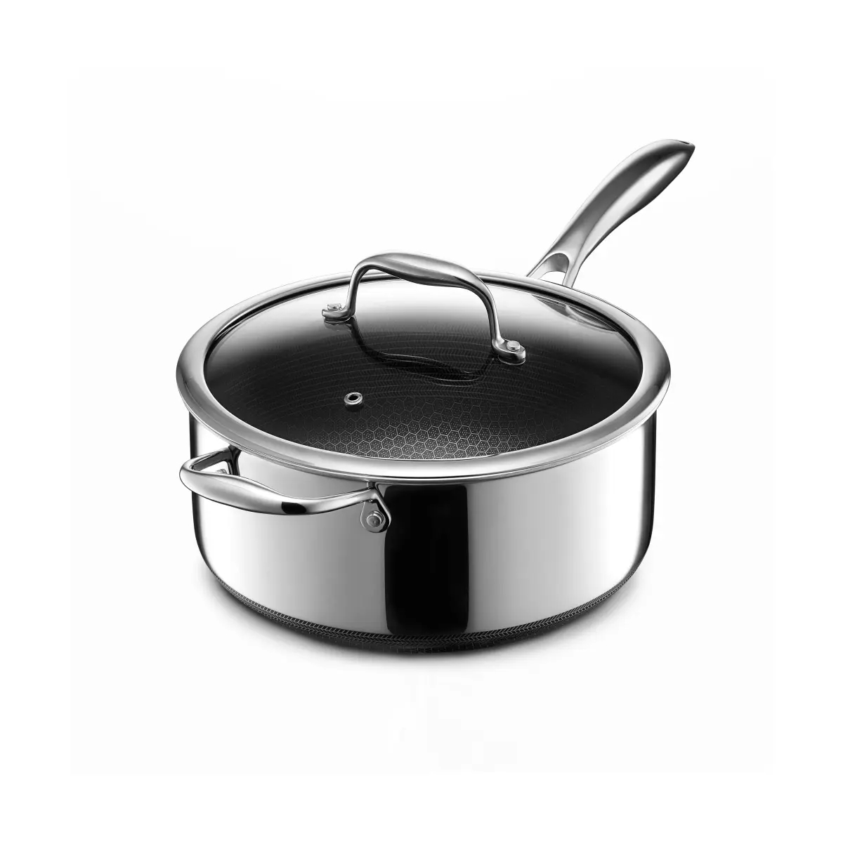 Hexclad hybrid kjele med lokk 4,7 L, Sølv