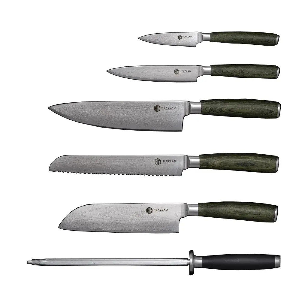 Hexclad knivsett 6 deler, Damaskus stål