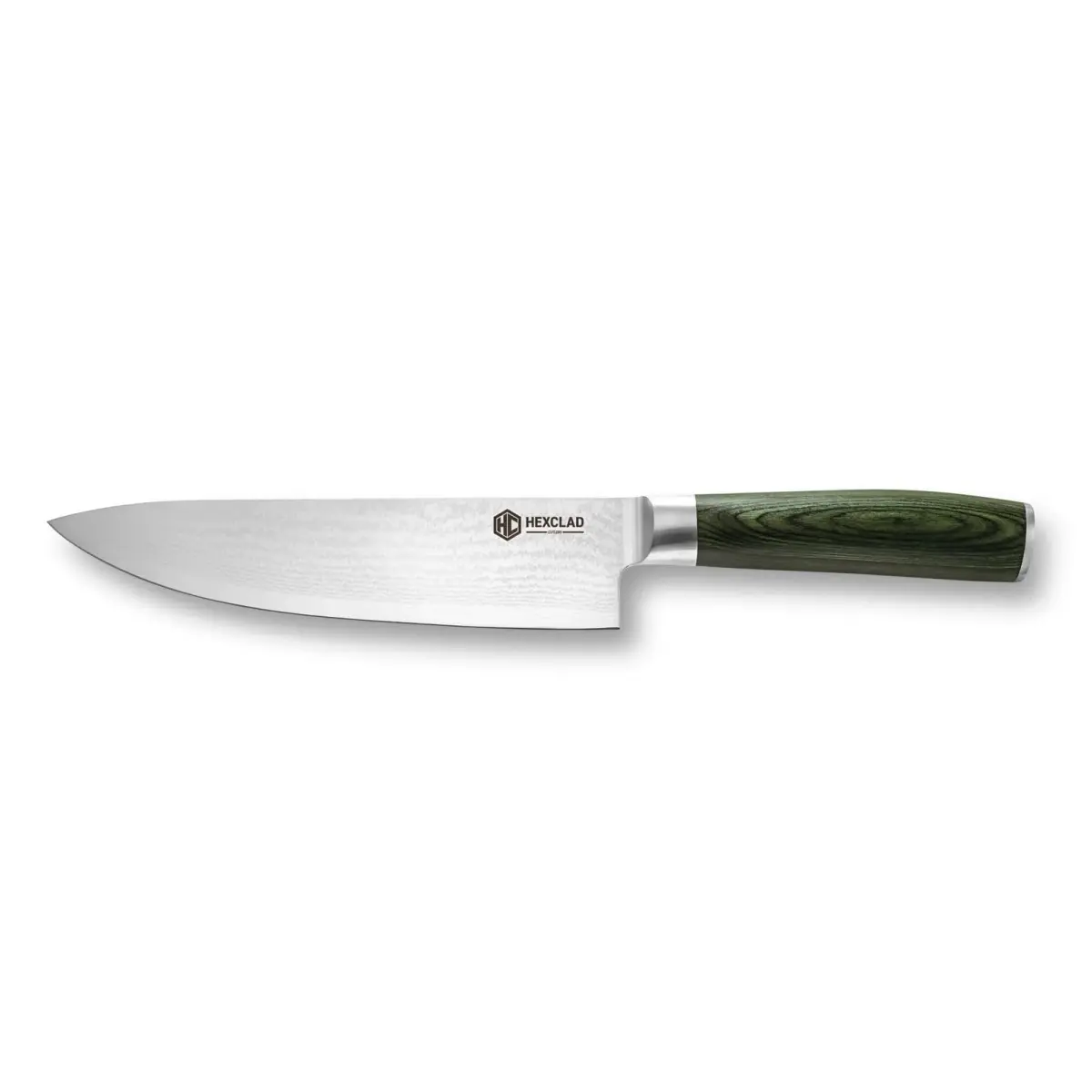 Hexclad kokkekniv 67-lag Damaskus 20 cm, Grønn