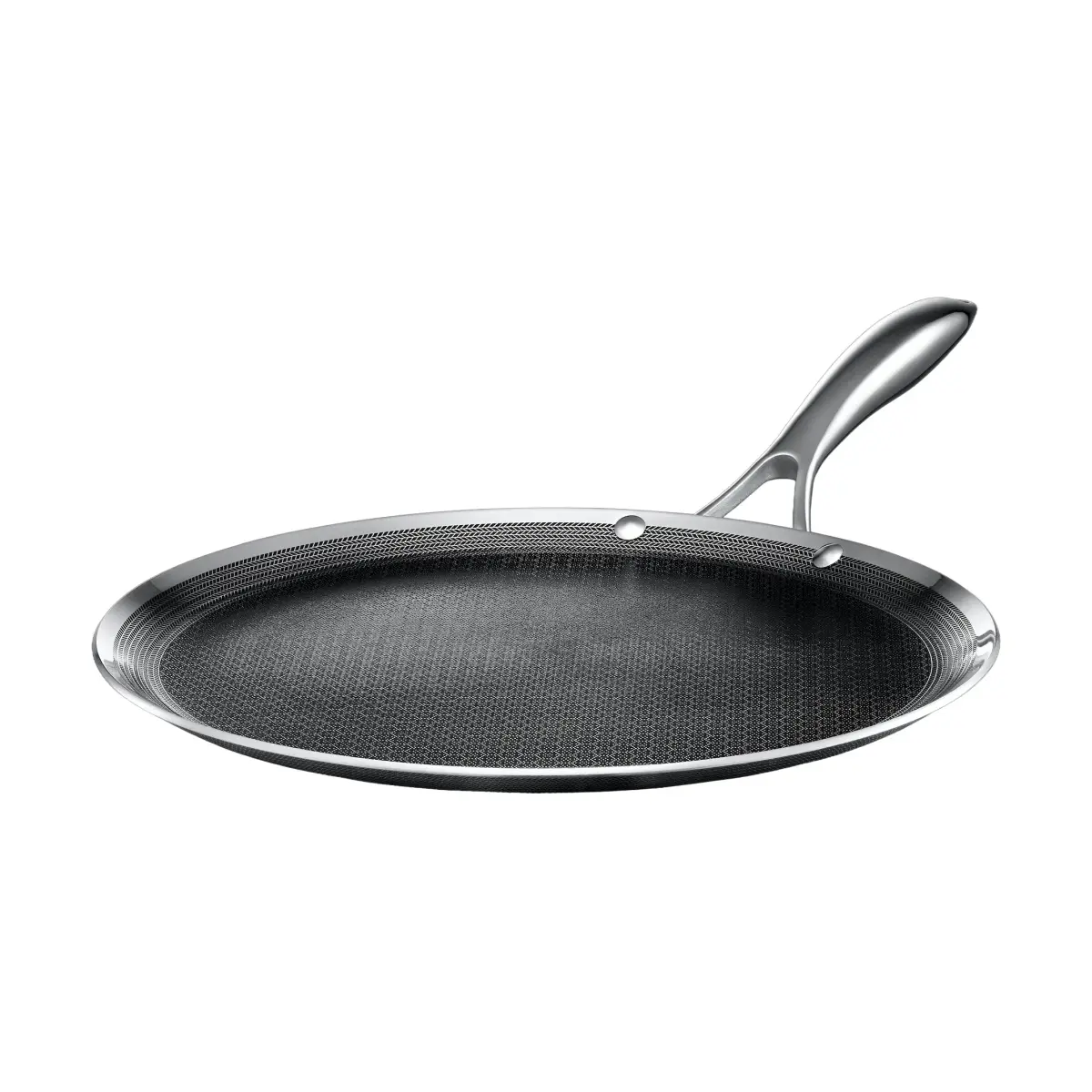 Hexclad stekeplate hybrid Ø30 cm, Rustfritt stål-sort