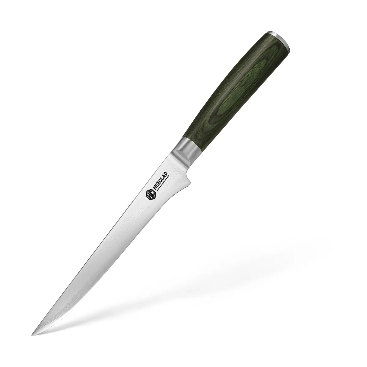 Hexclad utbeningskniv damaskus 15 cm, Sølv