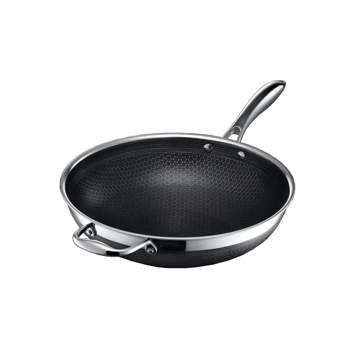 Hexclad wokpanne hybrid Ø30 cm, Rustfritt stål-sort