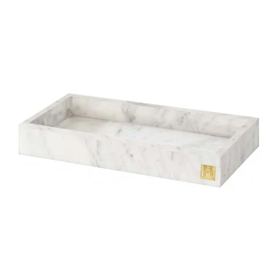 Hilke Collection brett med kant 30 x 15 cm, Hvit marmor