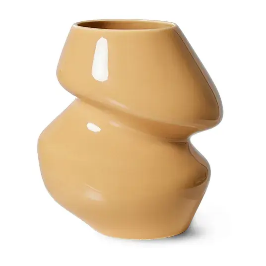 Ceramic organic vase small 19 cm, Cappuccino
