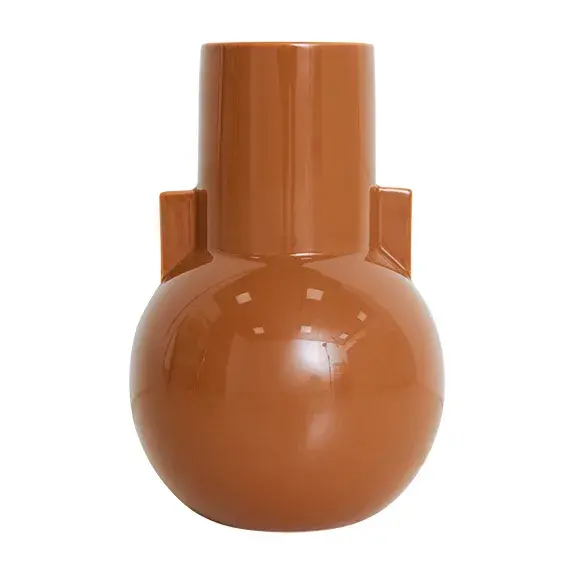 Ceramic vase small 26 cm, Caramel