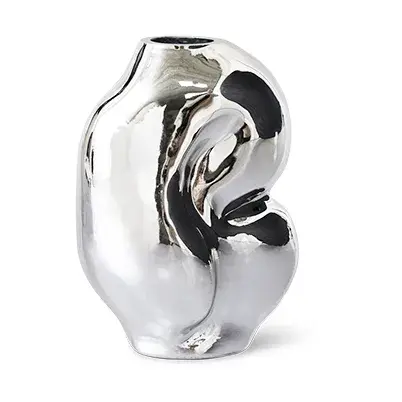 Gleam vase small, Chrome