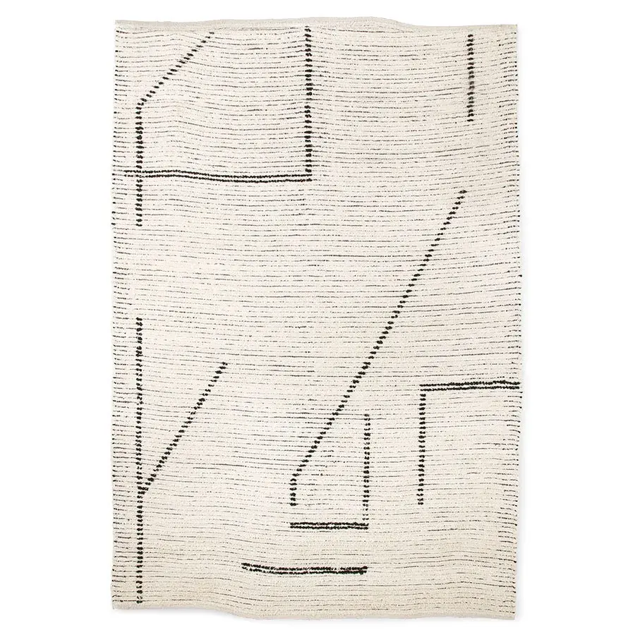 Håndvevd Teppe 200x300 cm, Bomull cream-kritt