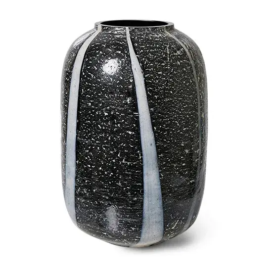 HKliving glassvase monochrome Ø 17 cm, Black-white
