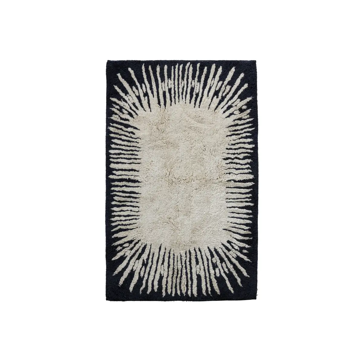 Monokrom baderomsmatte 75x120 cm, Svart-cream