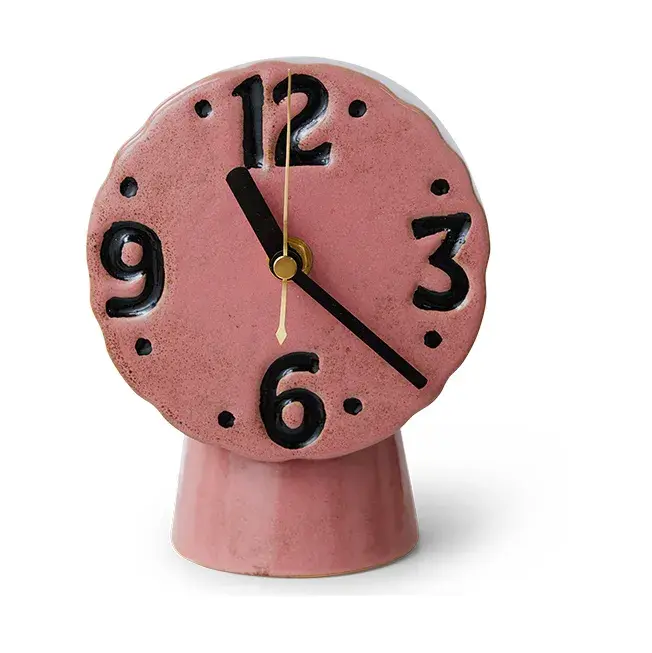 Retro keramikkklokke 16,2 cm, Pink