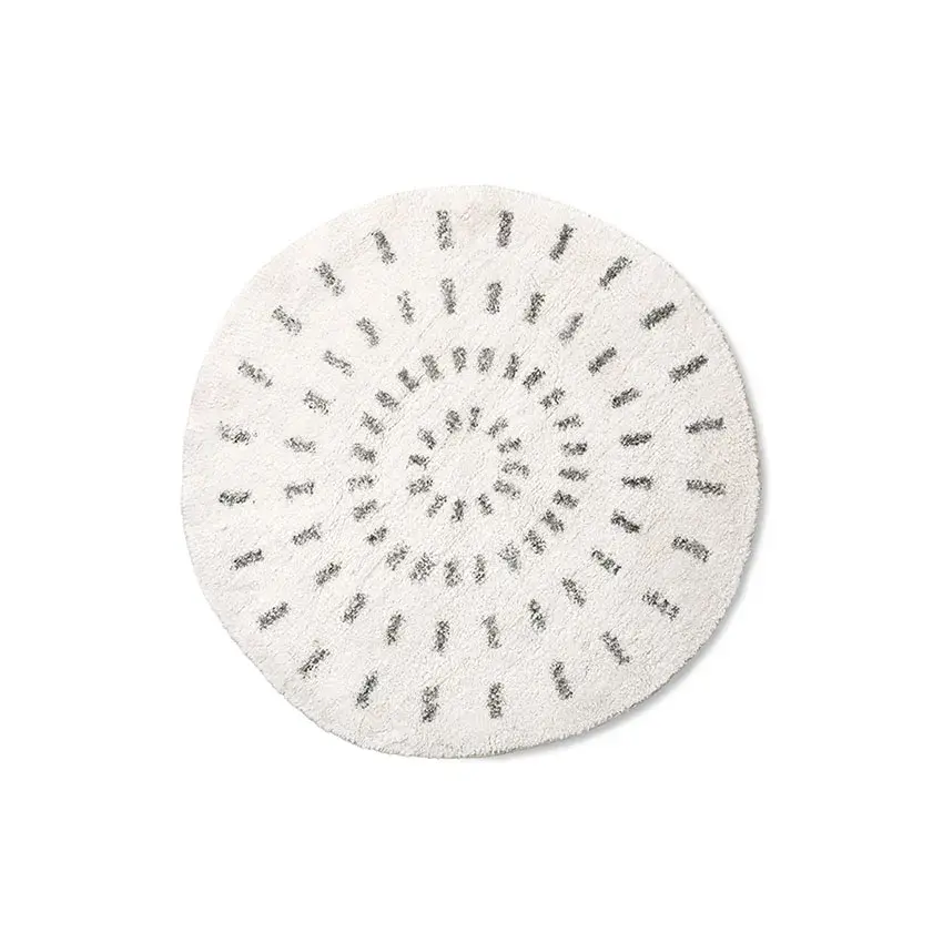 Swirl baderomsmatte rund Ø80 cm, Svart-cream