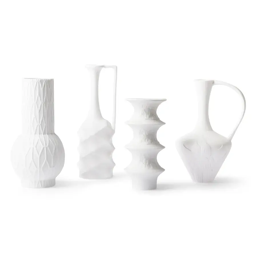 Vaser 4-pakning 19-25 cm, Matt hvit
