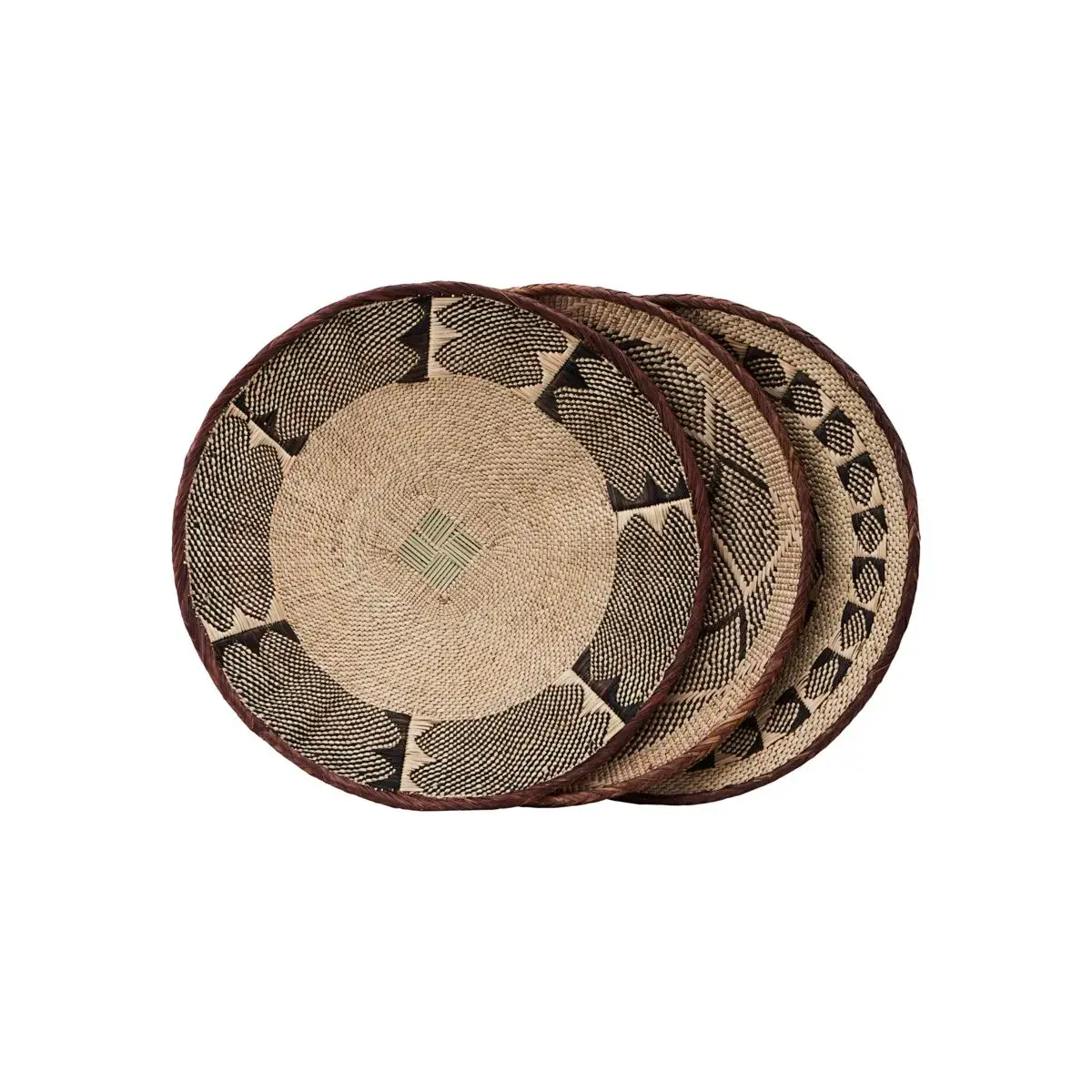Tonga kurv Ø38 cm sett av 3, Natur-svart