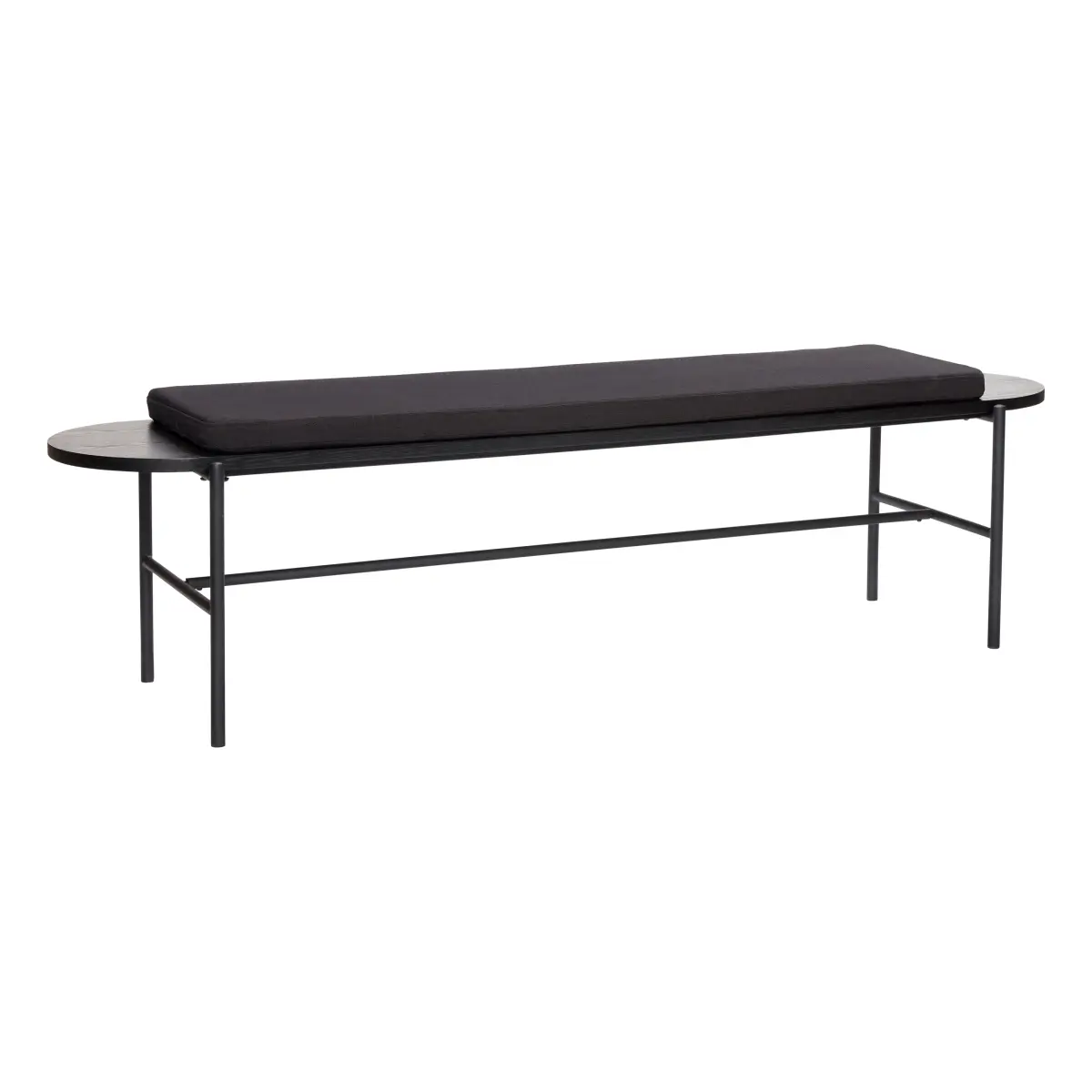 Benk med pute 45x180 cm, Svart