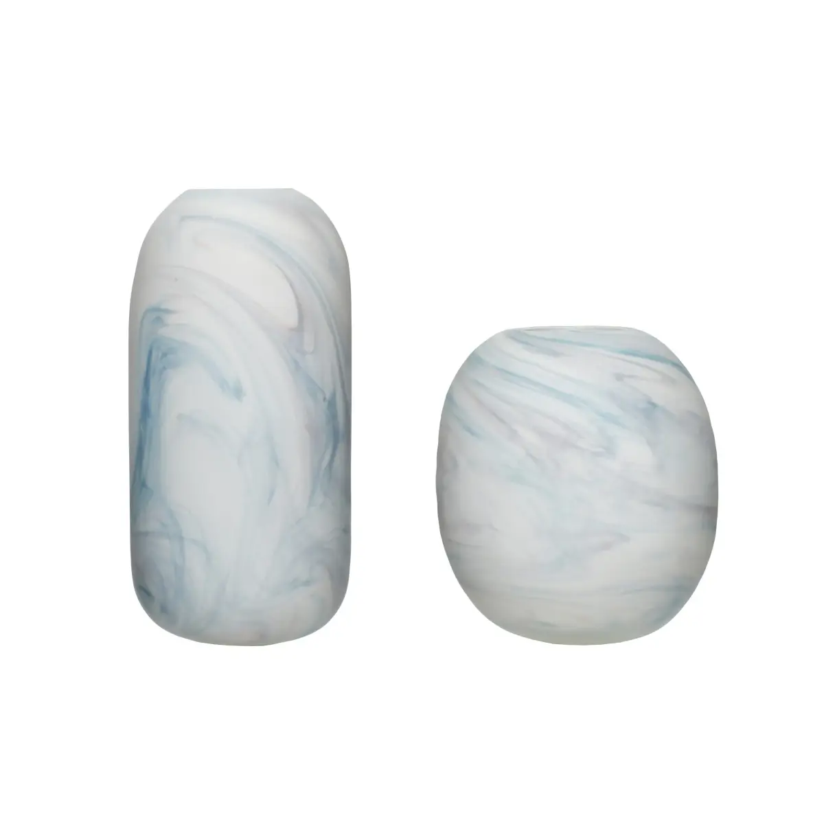 Hübsch Vase 2-pakning 15x17 cm, Marmor-hvit-blå