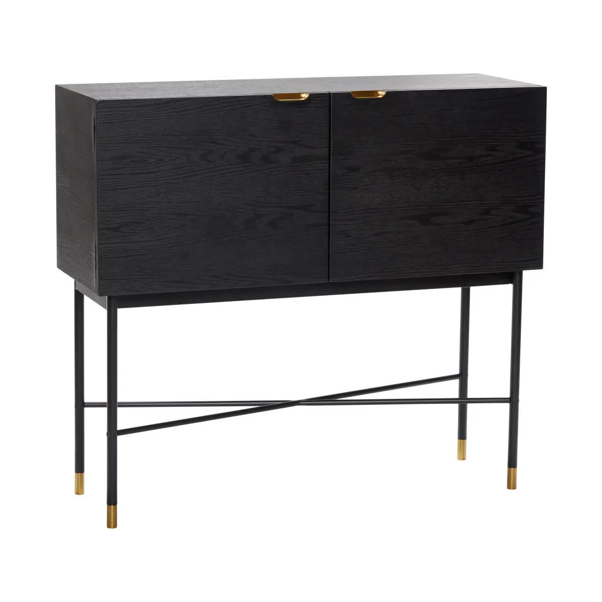 Sidebord 100x90 cm, Ask-svart-messing