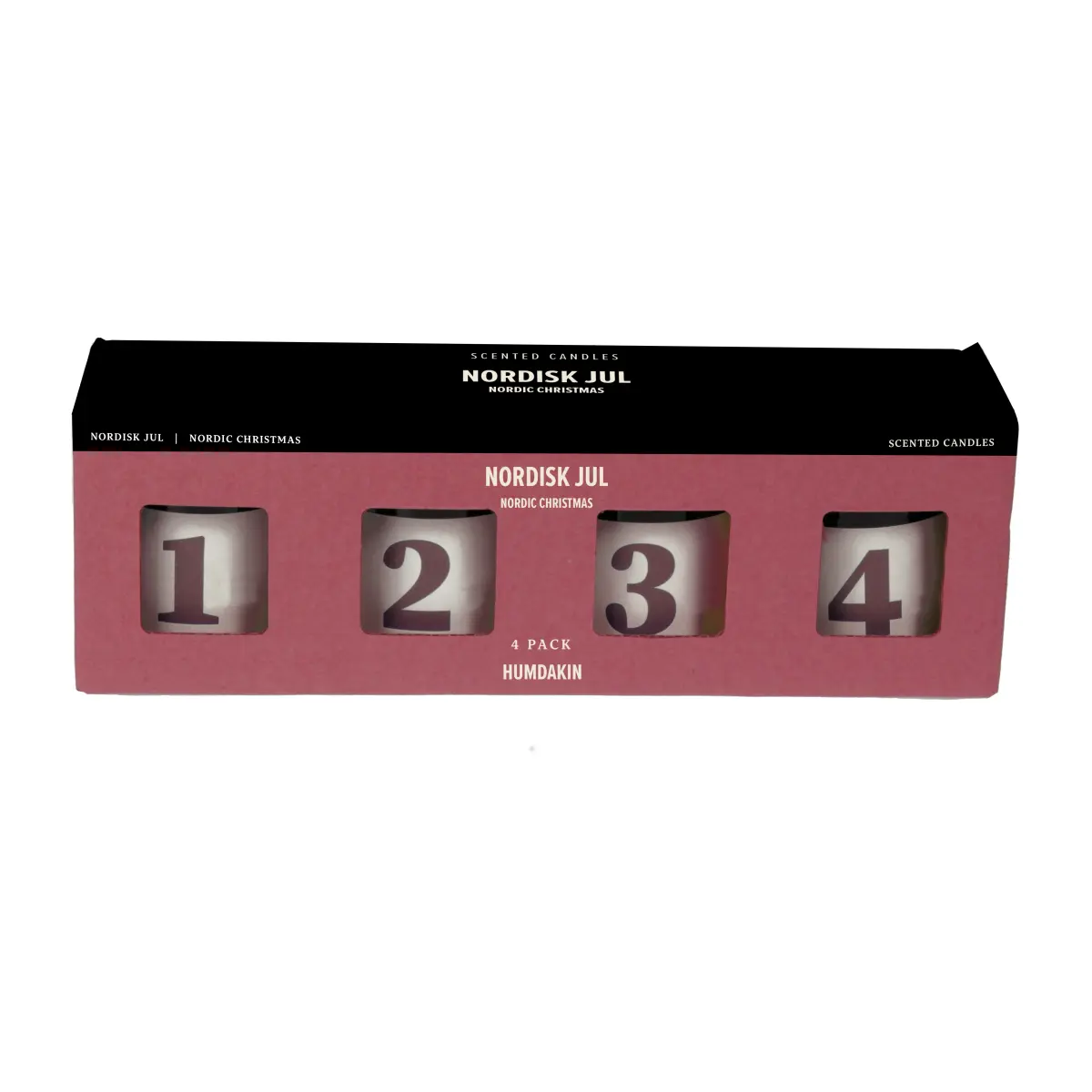Humdakin Nordisk Jul duftlys 4-pakning, Red